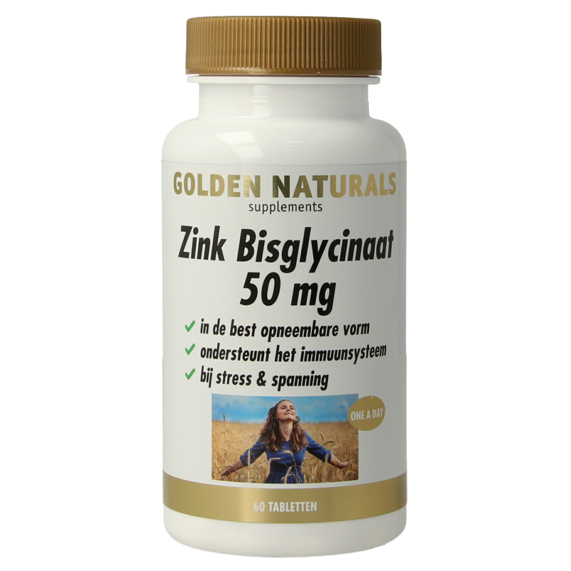 Golden Naturals Zink bisglycinaat 50mg 60 Tabletten 1 Golden Naturals Zink bisglycinaat 50mg 60 Tabletten