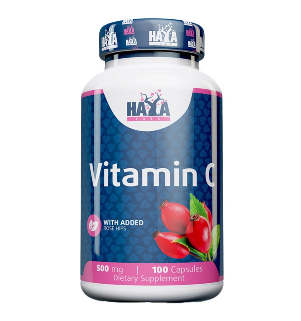 haya labs vitamin c 500mg with rose hips 100caps