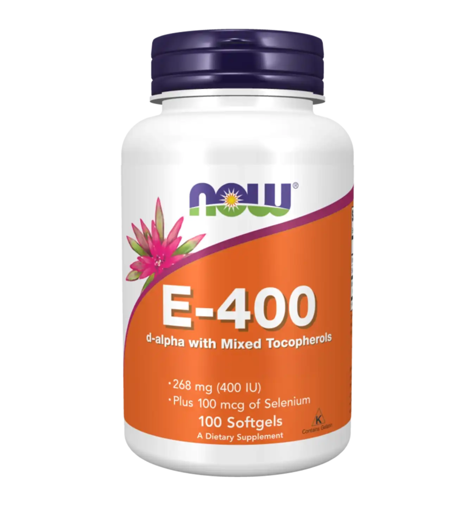 now foods vitamine e 400iu mixed tocopherols with selenium 100softgels compressed